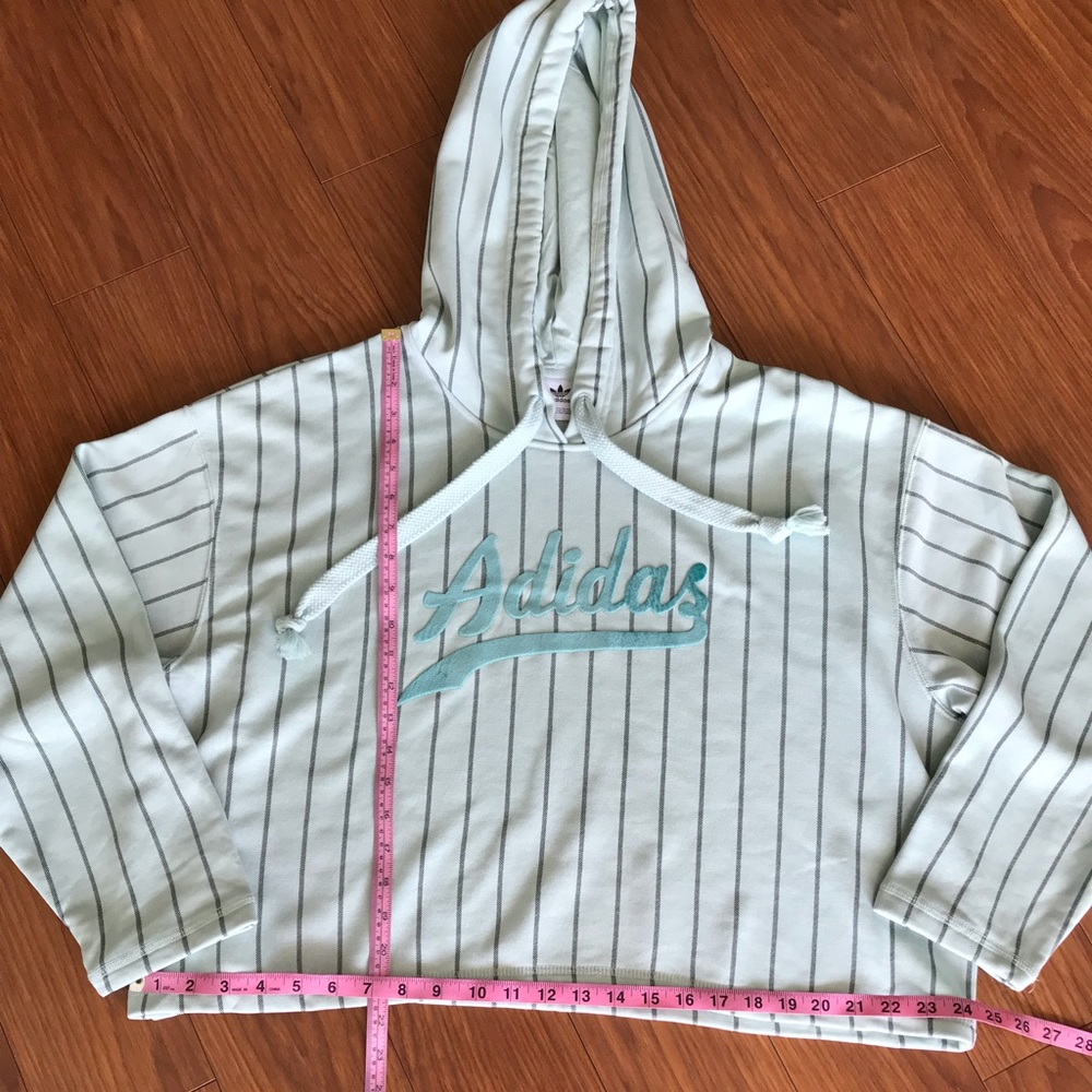 Adidas Originals Teal Midriff Hoodie Sweater Size Large - Picture 6 of 6